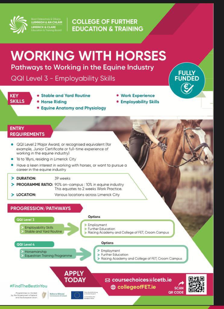 CMoyross's tweet image. 🐎What a great opportunity for young people in our community! It’s great to see initiatives like this happening in our city. Please forward to anyone you think may be interested! 🐎
