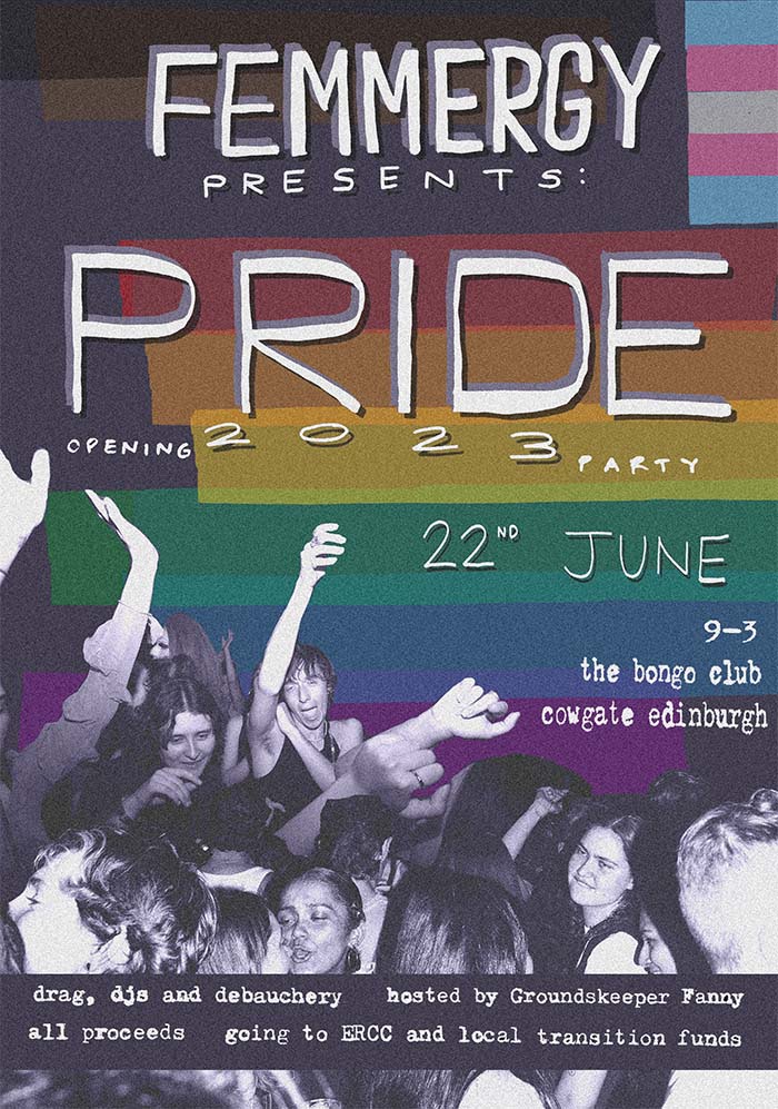 Out of the Blue (@ootbdrillhall) on Twitter photo June is Pride Month! 🏳️🌈
Join #Femmergy at our sister venue <a href="/BongoClub/">The Bongo Club</a> on Thursday 22nd June for the mega #Pride2023 opening party!
Get ready to celebrate queer joy with guest DJs and music, hosted by Edinburgh’s own <a href="/ThatQueenFanny/">groundskeeper fanny</a>.
⏰ 9pm - 3am (£10)
🎟️thebongoclub.co.uk/event/femmergy… June is Pride Month! 🏳️🌈
Join #Femmergy at our sister venue <a href="/BongoClub/">The Bongo Club</a> on Thursday 22nd June for the mega #Pride2023 opening party!
Get ready to celebrate queer joy with guest DJs and music, hosted by Edinburgh’s own <a href="/ThatQueenFanny/">groundskeeper fanny</a>.
⏰ 9pm - 3am (£10)
🎟️thebongoclub.co.uk/event/femmergy…