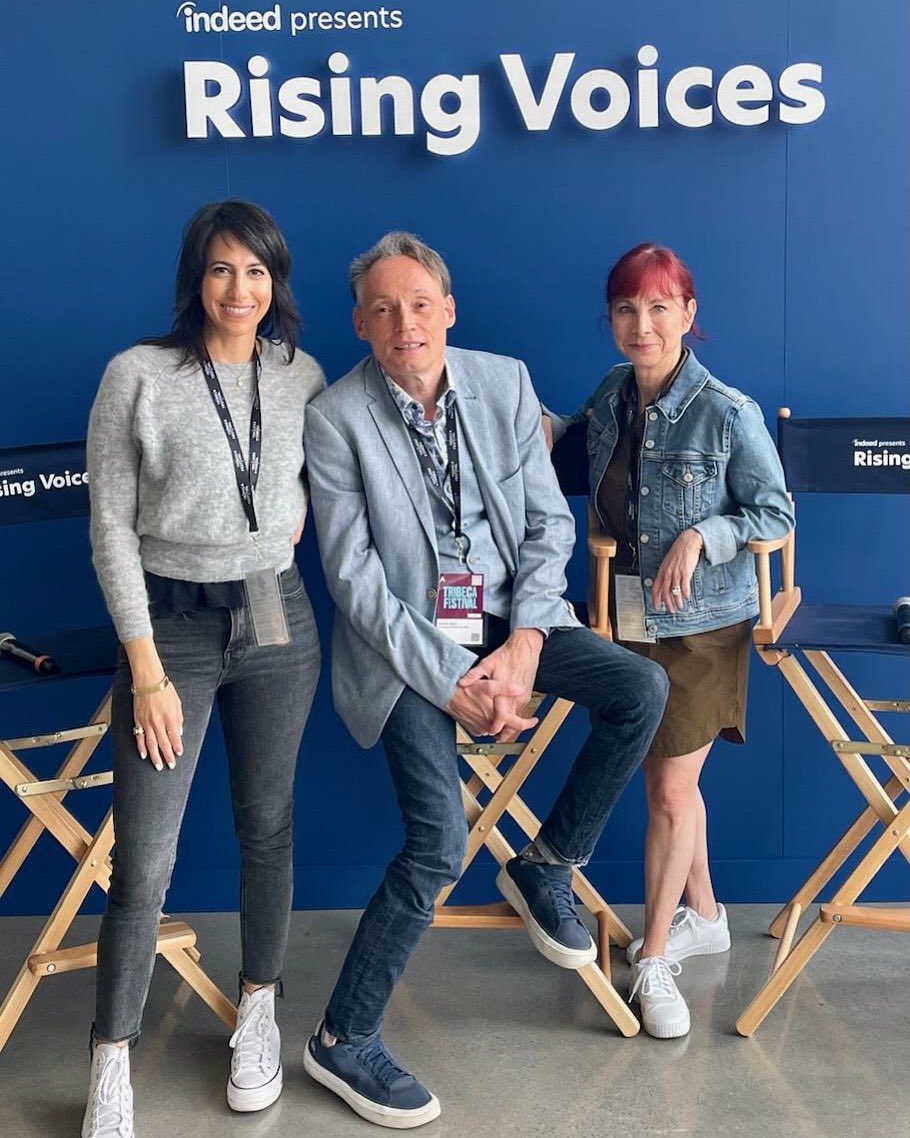 disart_now's tweet photo. On June 8th Co-Director of #DisArt, @LCarterLong, sits on a director’s chair between our #Access and #Inclusion partners @EastersealSoCal Chief Advancement Officer Nancy Weintraub and Jenna Greene, founder of @fwdcollectiveio at #Tribeca2023 @tribeca https://t.co/G7p0rq36I0