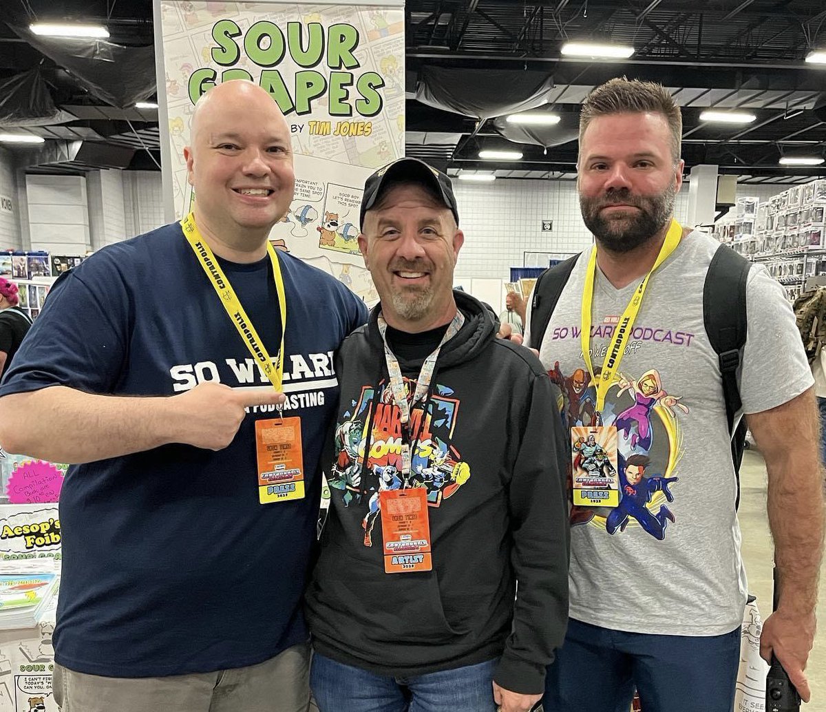 SoWizardPodcast's tweet photo. Joey, Adam and the legend @sourgrapescomic hanging out at @ContropolisMA! Such a great time today! #ContropolisMA #podcasting https://t.co/pewItini8o