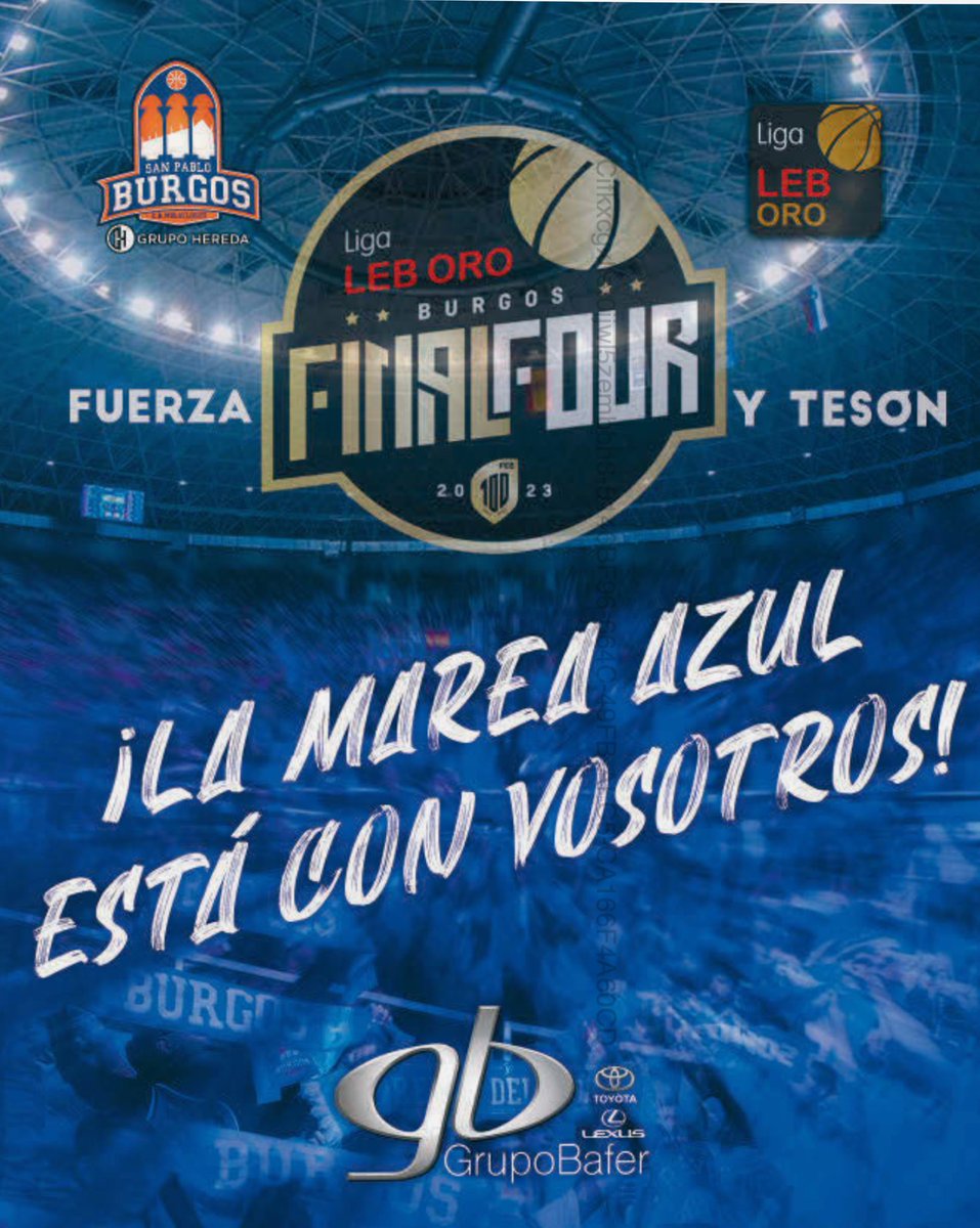 Final de la liga #LEBOro. #FinaFour2023.
La #MareaAzul está con vosotros, <a href="/SanPabloBurgos/">Silbö San Pablo Burgos 🫂</a>. FUERZA Y TESÓN! #F4LEBOro #LEBOro #CaminoDeVuelta💙