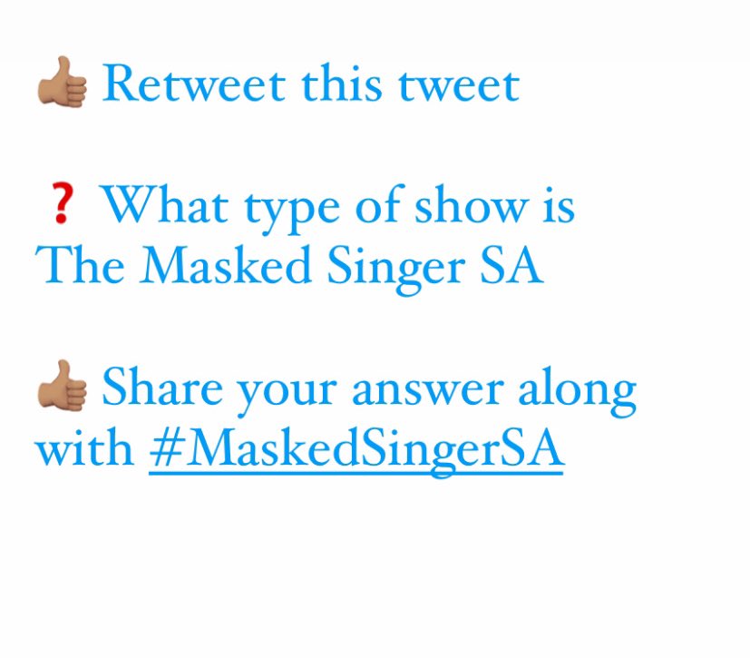 WIN 1 of 10 R300 🙌🏾🔥 It’s simple to WIN: ✔️ Retweeted the tweet. ✔️ Answered the question. ✔️ Commented with the answer using #MaskedSingerSA