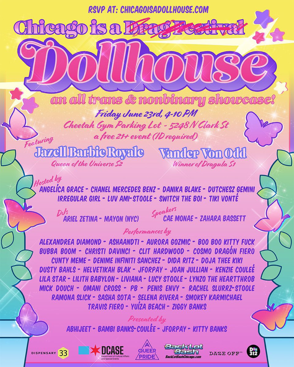anyways lol come to Chicago is a Dollhouse for an ALL TRANS DRAG SHOW next friday it’s free!!