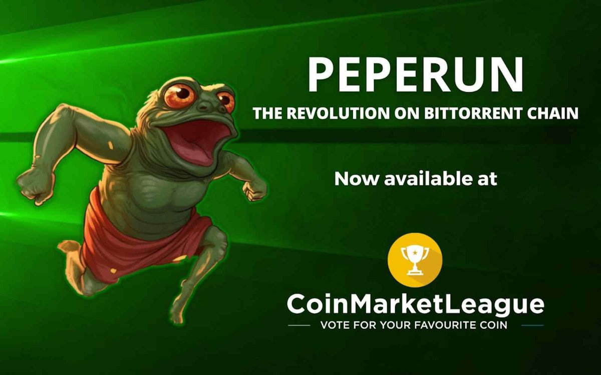 📢 Breaking News! We're thrilled to announce the listing of #PepeRun Token on CoinMarketLeague! 🚀 Get ready for a revolutionary digital asset that combines gaming, memes, and crypto! 🐸💰

🌐 Discover more about PepeRun and its exciting features at coinmarketleague.com/coin/Peperun. Don't
