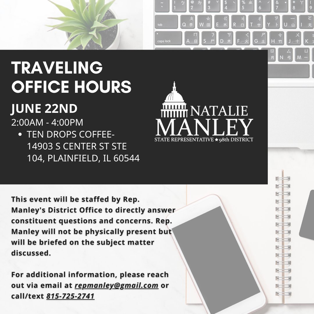 If you are interested in speaking directly with my staff to address your questions or express concerns about the 98th district, consider visiting us during upcoming traveling office hours!