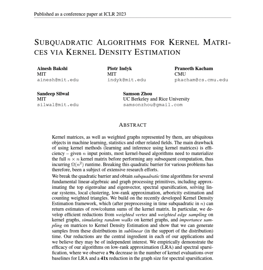 MIT_CSAIL's tweet photo. MIT research proposes versatile algorithms that reduce overhead of kernel methods from quadratic complexity to only linear, making the ML methods much more scalable &amp; efficient: https://t.co/YAJ9yJZxMi https://t.co/20XrSclayX