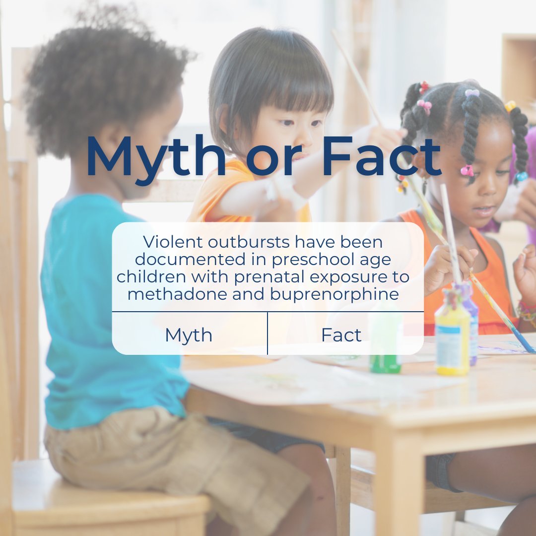 Stop the Stigma 🛑 Myth! Violent outbursts are not one of the behavioral issues seen in preschool-aged children. Do you know the behavioral issues associated with #prenatalexposure to #methadone and 
#buprenorphine? Comment below! #OEI