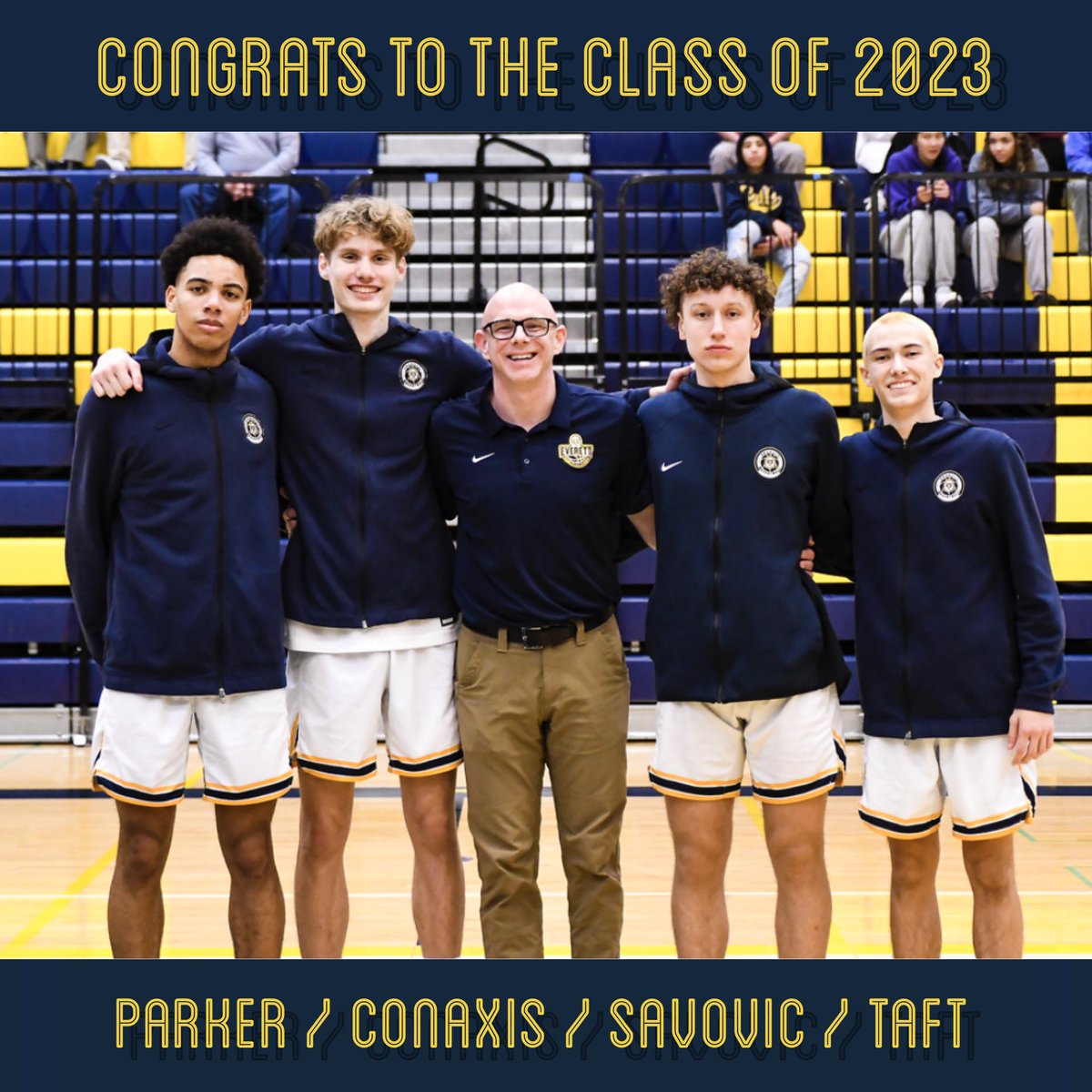 GRADUATION DAY!  Congrats to our guys Isaiah Parker @haydenconaxis__ @daniel_savovic & @Jakobtaft2023 on competing their Seagull journey!  They lifted our program culture & play, and each have extremely bright futures.  Enjoy the day fellas…you’ve earned it💙💛 #UnitedAsOne