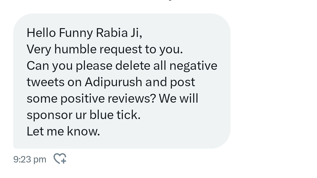 So #Adipurush team is sponsoring my blue tick  to post positive reviews about the movie.

But they misspelt my 'Phunny' as Funny. So now I need apology letter for that first 😁😁