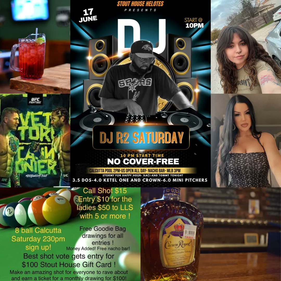 Stormy during our Happy Hour starting at $2.50! Pool tournament signup starts at 2! 
Whether you're a fan of Dos, Ketel, Crown, or craving a Mini Pitcher, we've got you covered, all at unbeatable prices! Kaci and Tommy late!  DJ R2 on the decks for an awesome evening 10PM!