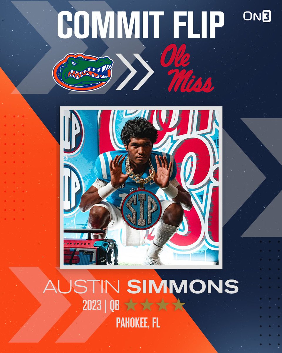 🚨BREAKING🚨 4-star QB Austin Simmons has flipped from Florida to Ole Miss and will reclassify to the Class of 2023🦈 Read: on3.com/news/austin-si…