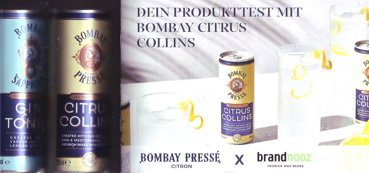 tapsylein's tweet image. Werbung - Kostenloser Produkttest! Citrus Collins schmeckt fruchtig &amp;amp; nicht zu süß. Gin &amp;amp; Tonic Bombay Sapphire ist auch lecker. #BombayCitrusCollinsbrandnooz #BombayCitrusCollins #BOMBAYSAPPHIRE #BombayCitronPresse #brandnooz #brandnoozprodukttest @bombaysapphirede @brandnooz