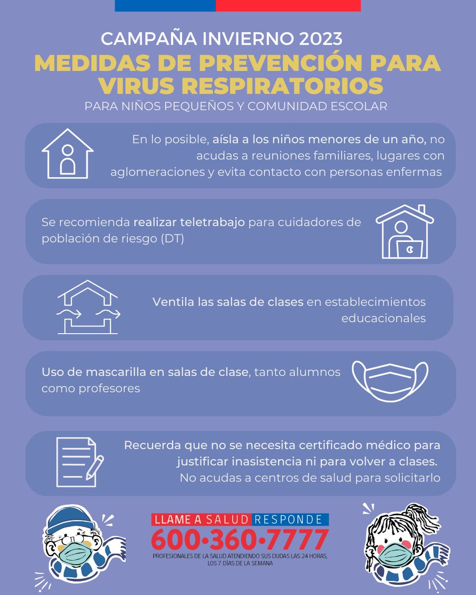 ministeriosalud's tweet image. #CampañaInvierno: Como ministerio de Salud te recordamos las medidas de prevención para evitar posibles contagios por #VirusRespiratorios 👇🏾