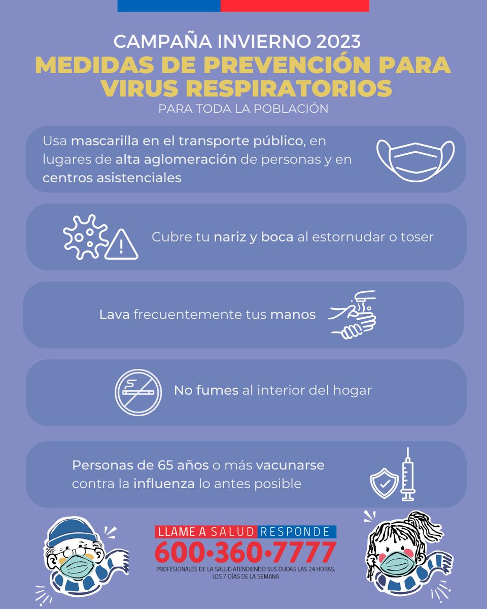 ministeriosalud's tweet image. #CampañaInvierno: Como ministerio de Salud te recordamos las medidas de prevención para evitar posibles contagios por #VirusRespiratorios 👇🏾