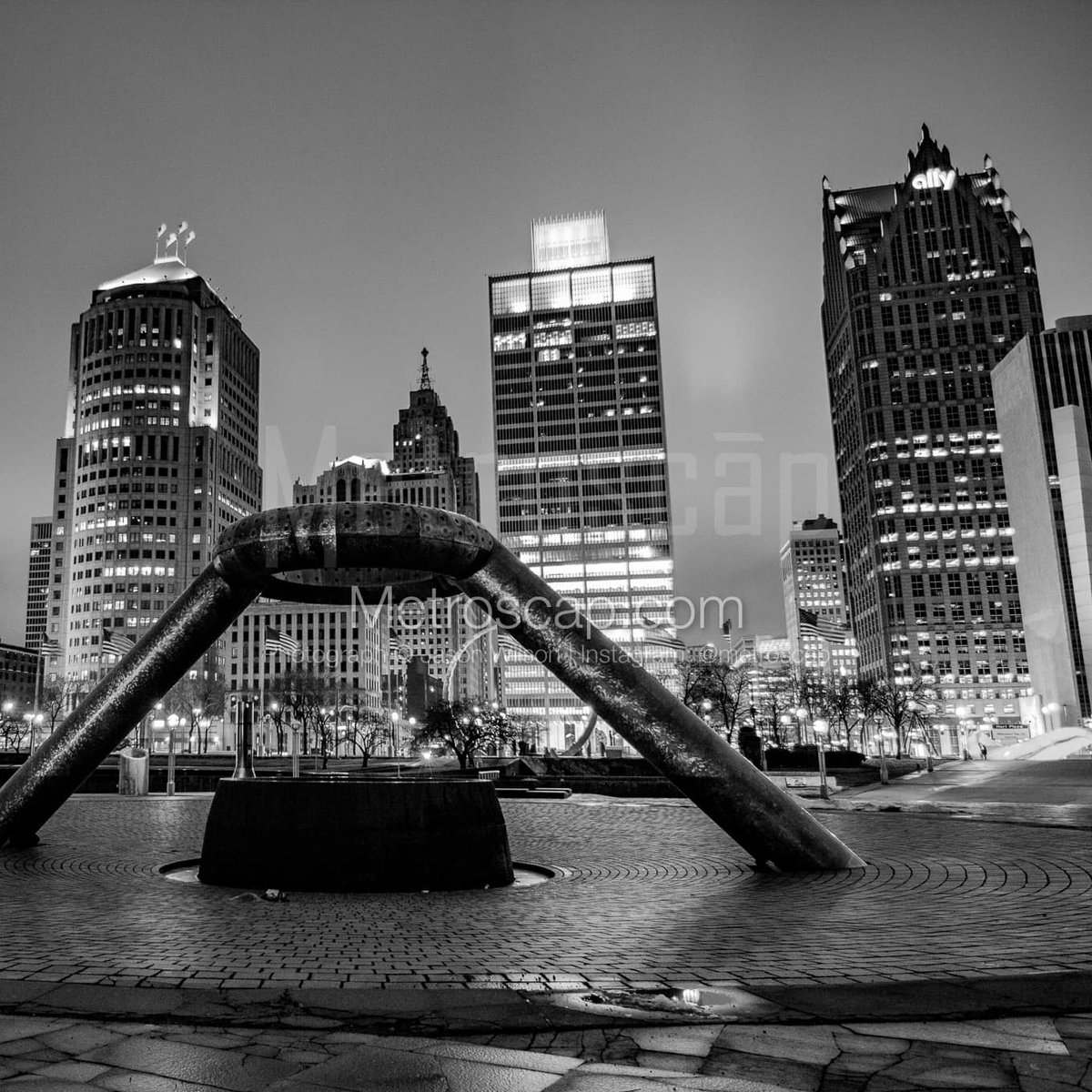 Detroit pictures Black & White: The Detroit Skyline from Hart Plaza #detroit #downtowndetroit #windsor #puremichigan #313 #motorcity #visitdetroit #detroitmi #BlackWhite | metroscap.com/downtown-detro…