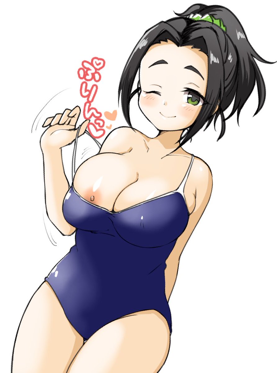 スク水ずらして片乳見せてくれる菜帆ちゃん 