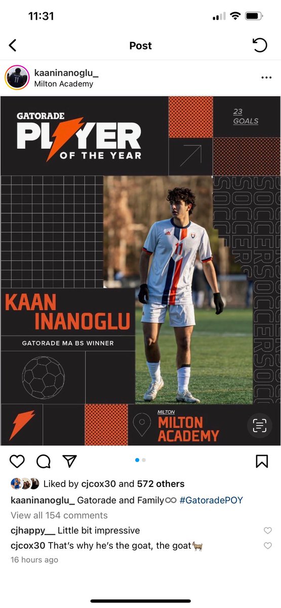 Congrats to Kaan Inanoglu (‘24) for being named the Massachusetts Gatorade Player of the Year! ⁦<a href="/ISLSPORTS/">The ISL</a>⁩ #rollcats