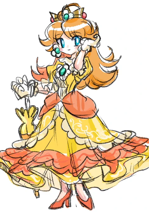 #PrincessDaisy #デイジー姫 #らくがき  #イラスト #superMario スマブラドレスver好きっす