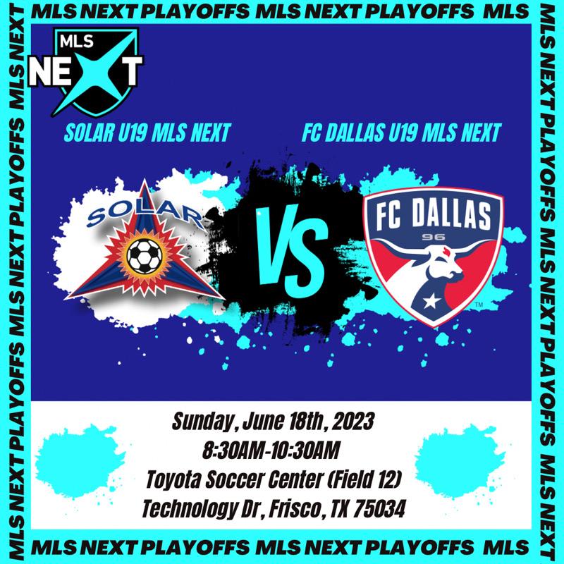 We’re calling all of SolarNation to come out and support our Solar U19 MLS Next Boys, as they take on FC Dallas U19 MLS Next in the MLS Next Cup!!! 🏆 #WeAreSolar #SolarNation