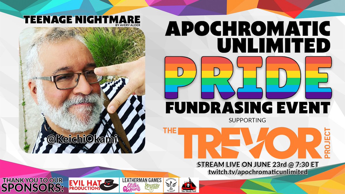 On June 23rs on the amazing @ApocUnlimited channel  to raise funds for the Trevor Project playing Avery Adler’s (IMHO) secret masterpiece Teenage Nightmare.  #selfpromosaturday