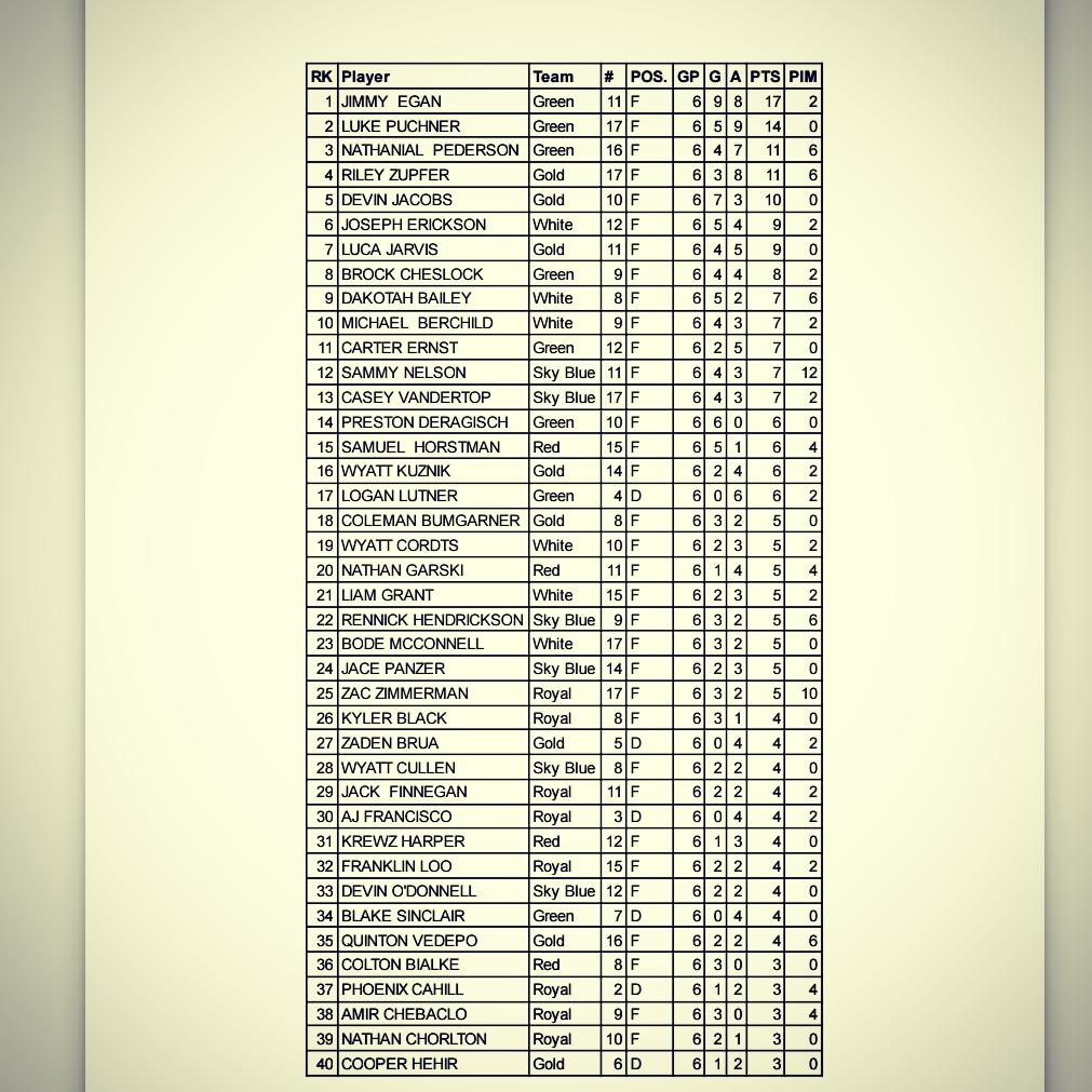 MN HP 15s concluded on Friday and here are the top scorers from the camp!