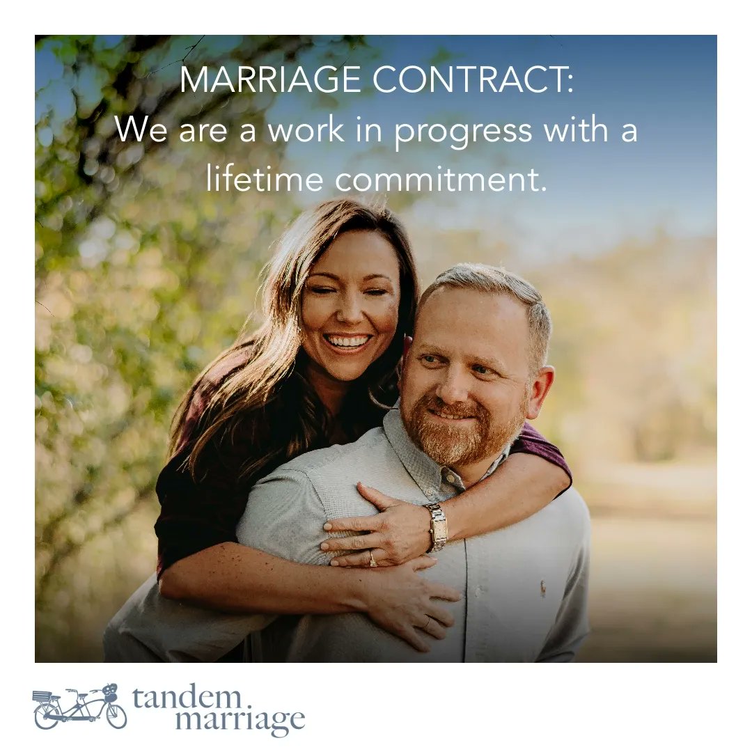 MARRIAGE CONTRACT:
We are a work in progress with a lifetime commitment.
 
#TeamUs #NoPlanB #TheVow #MarriageGoals 
 
TandemMarriage.com/post/vows2
 
#TeamUs #GodlyMarriageGoals #GuyGetsGirl