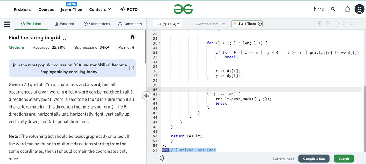 RituS2003's tweet image. #100DaysOfCode
Day : 27
Topic : Strings
Today I tried attempting string in grid problem. #problemsolving #codingpractices #strings
#100daysofcode #100daysofcodingchallenge #100daysofcoding #datastructuresandalgorithms #codenewbie #codenewbies #programming #projects #learning