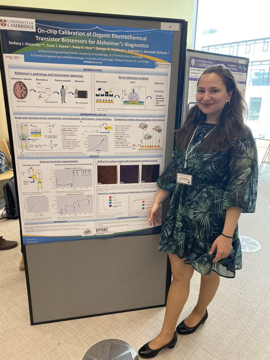 mng_ceb's tweet photo. We are very proud of our very own @belquis_haider and @skissovsky for presenting their work on #FlexibleElectronics for #organoids and #OECTs for cholesterol sensing at the #bioelectronics symposium. Super well done! @cebcambridge @SensorCDT @BioelectronicsL https://t.co/Jz3zUjv0Zz
