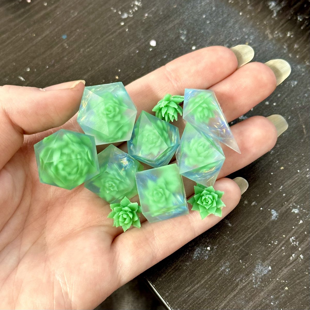 Matte sneak peek: return of the succulent dice!!! 🌱