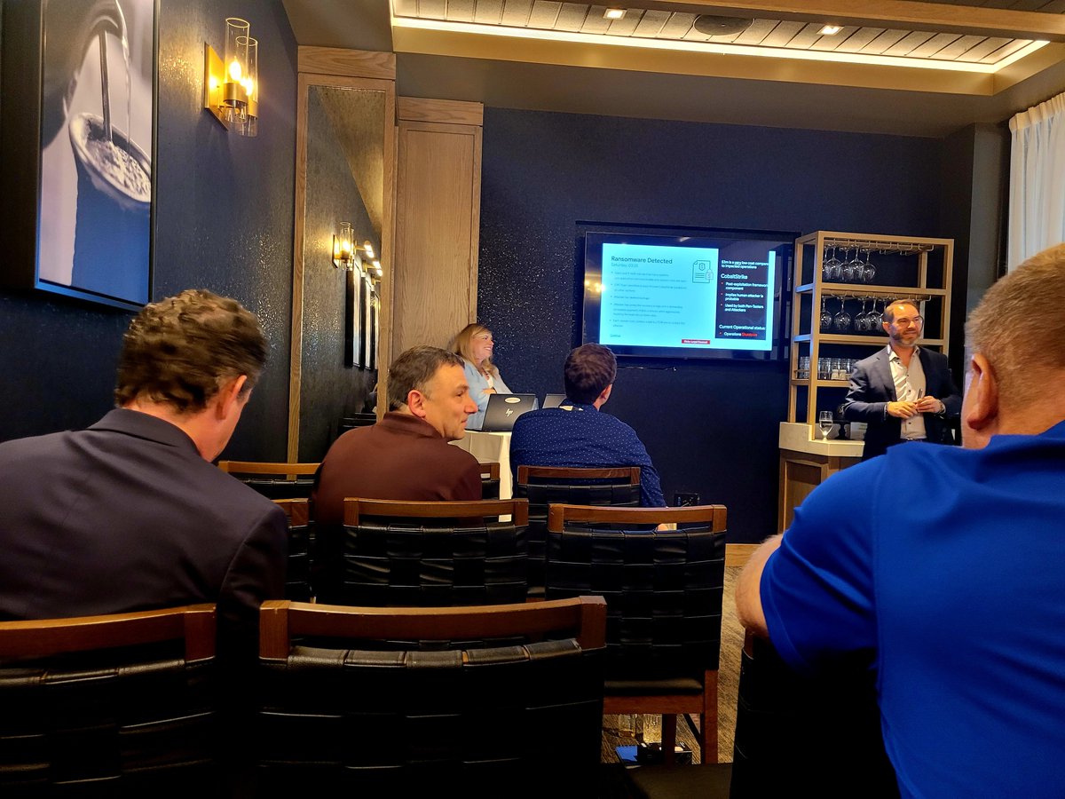 yogi2r's tweet photo. An intimate, passionate group gathered to share in the debate of what's working and what's not in the world of #cyberwarfare. June 6, 2023. @NationalHarbor , Fogo de Chao @fogorestaurants @Mandiant @googlecloud @stacyomara @kjbeer937 Host and Co-Host encouraged ongoing talks. https://t.co/xJNDQjQhrD