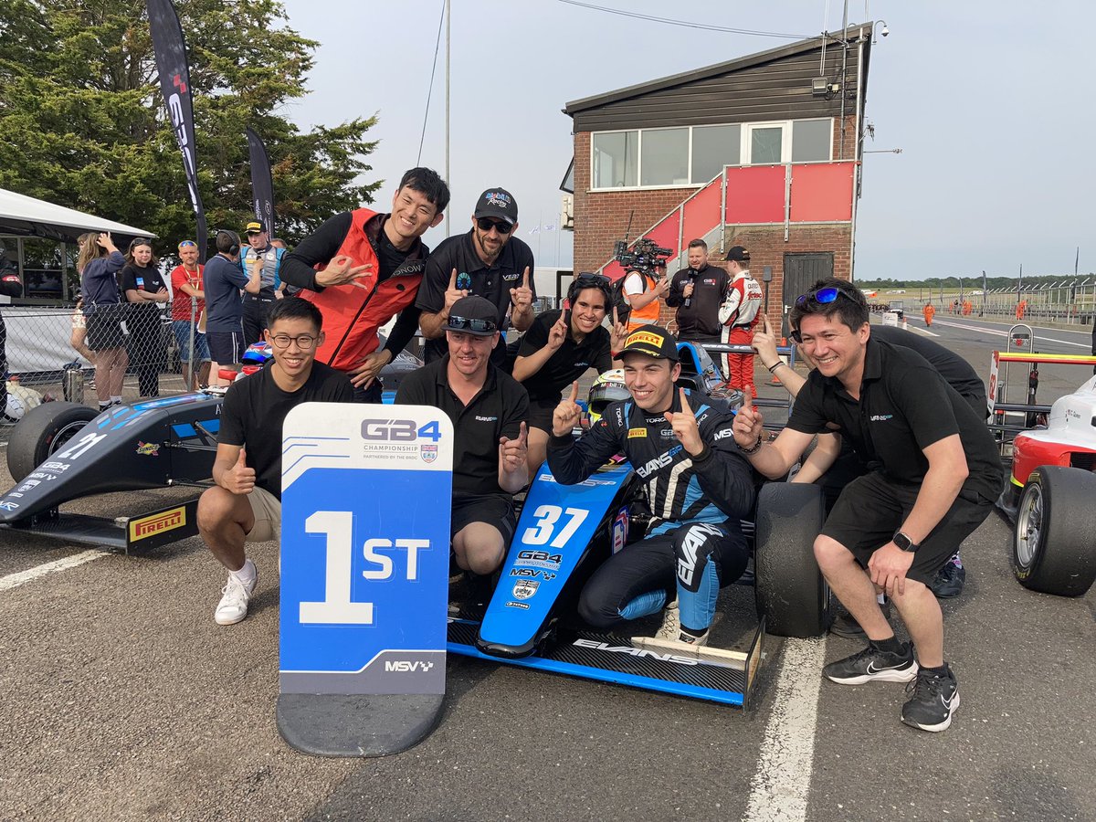 Celebrations for <a href="/Cooperwebstre/">Cooper Webster</a> and <a href="/evansgrandprix/">Evans GP</a>, a first GB4 win in the books!