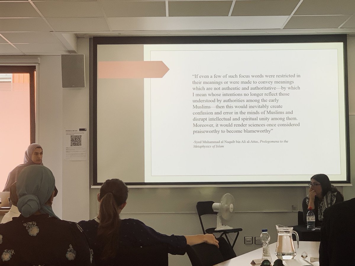 DrSyedMustafaA1's tweet photo. Important pushback against the adequacy of #Islamophobia (grounded in a Wittgensteinian understanding of word meaning) in theorising anti-Muslim phenomena by #AsmaAlabed at #cmsconference2023. https://t.co/QHymnZIp1L