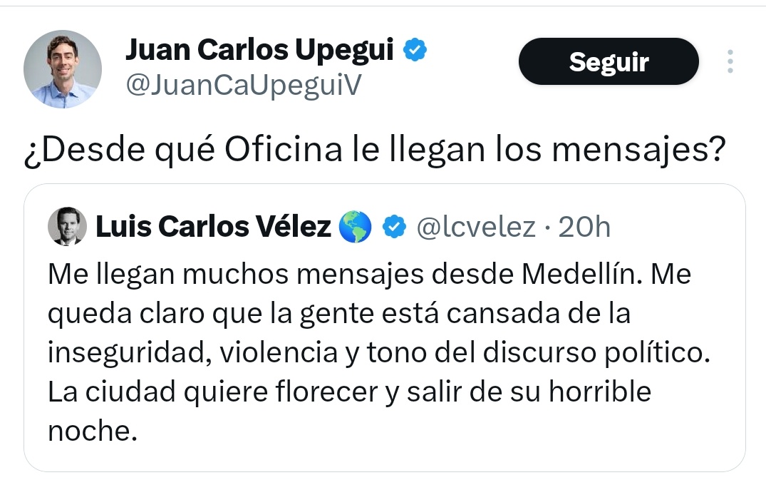 Puede ser desde la que tenés en el piso 12 del CAD o de la que tenés en Telemedellin porque de alla no salís, fresco tontin que no soy el unico vinculado que los detesta y que los ve