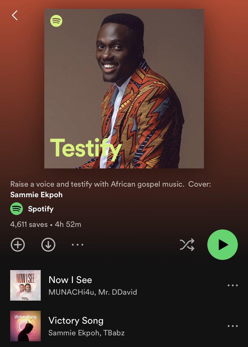 sammieekpoh's tweet photo. A big thank you to the amazing team @spotify @spotifyafrica • ‘Victory Song’ has been added to 4 Spotify Editorial Playlists 🚀 

All Glory to God 🙏🏿 

Keep Streaming - https://t.co/RHNP4tEm0O https://t.co/IV446u9zXM