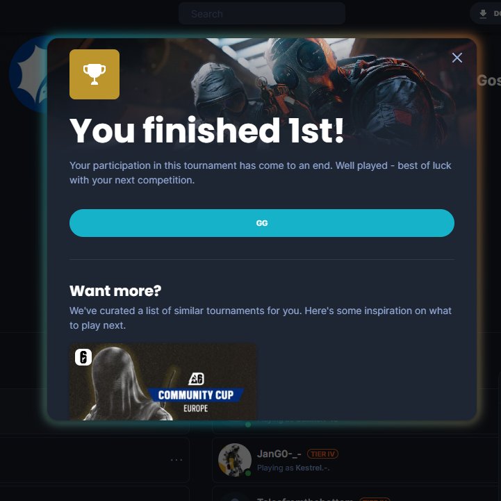 Back to Back win we secured 1st place, GG to everyone we face.

I want to thank <a href="/Ajeje17_/">Riccardo Ingrassia</a> for being our Sub for the first few games.