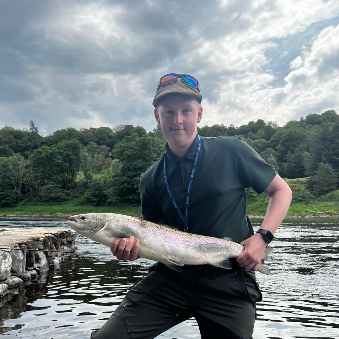 Tay_Salmon's tweet photo. Young Charlie Mckay showing us the way again this morning at Cargill. I think there may be rain on the way this weekend so hopefully things will get going properly. Tight lines David https://t.co/V2TMyMbMW2