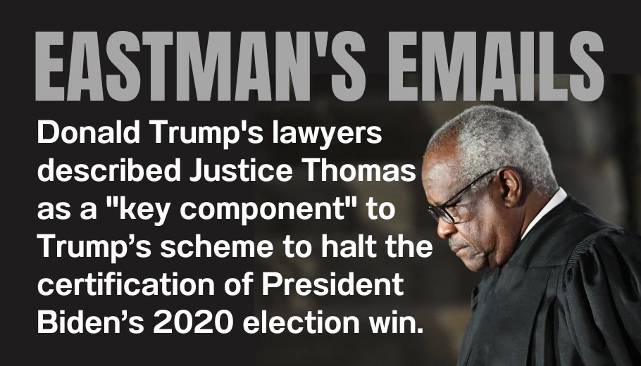 fritzinmo's tweet photo. Trump lawyer JOHN EASTMAN is believed to be the architect of Trump's fake elector scheme.

Eastman, who served as a clerk for Clarence Thomas at the Supreme Court, has indicated that Justice Thomas was a "key component" in Trump's scheme to illegally hold on to power after J6.