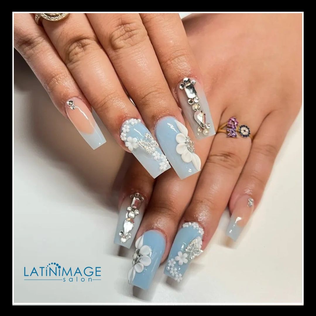 latin_image's tweet photo. Sky Blue nails 💙. Elegant floral with exquisite accessories. Ready for your Nail Art? 💅
.
.
.
.
#nailgoals #nailenvy #nails #nailart #bling #flowers #3dnails #creative #beautiful #beauty #dmvnails #laurelmd #nailtech https://t.co/6yWsSnM5hj