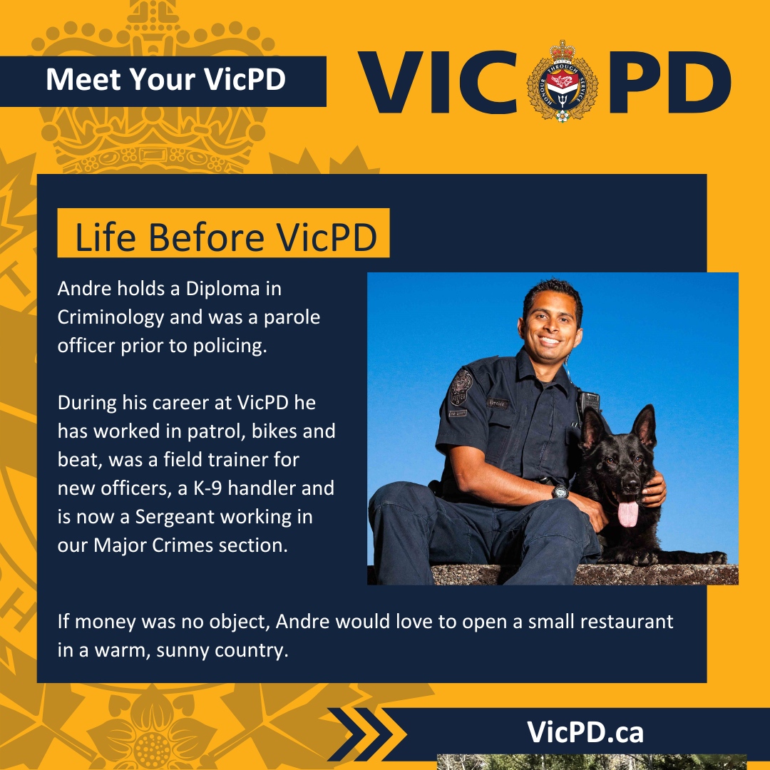 vicpdcanada's tweet image. This week we are introducing Sgt. Andre Almeida from our Investigative Services Division. We hope you are enjoying learning more about VicPD and the people that serve your community. Check in next week to meet another member of your VicPD. #YYJ #MeetYourVicPD