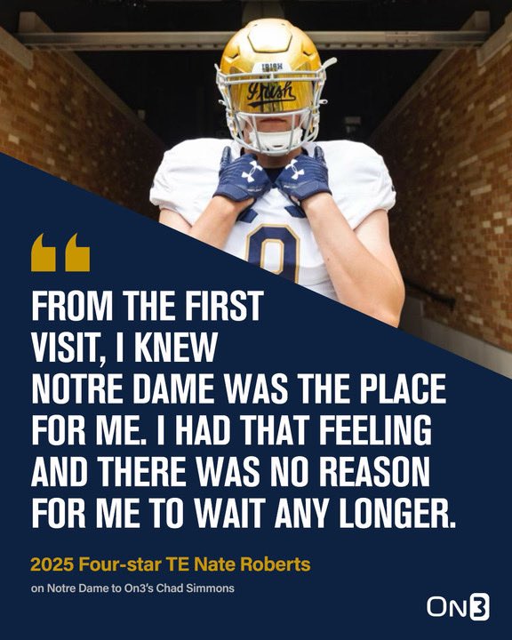 ChadSimmons on Twitter "Breaking 2025 4star TE Nate Roberts commits