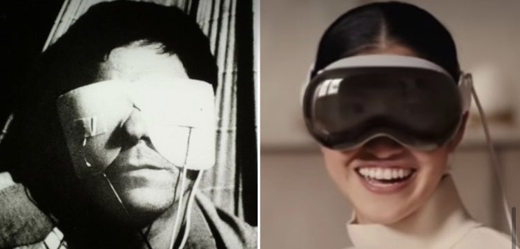Left: Apple Vision Pro,2023. Right: Chris Marker’s La Jetée, 1962.