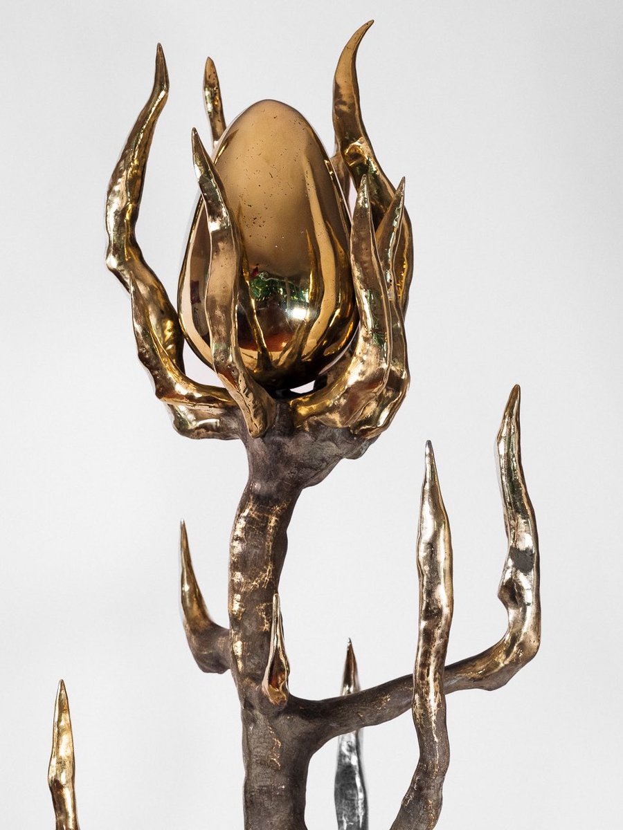 ‘The Cosmic Egg’
( 7 feet / 213.36 cm, Bronze ) 
​When we study creation myths from ancient cultures and civilisations the cosmic egg or world egg is one of the most popular motifs. The egg is a representation of the universe, the primordial sea or some primordial being that