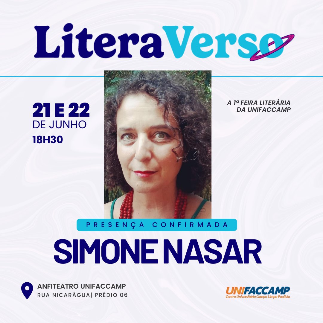 SimoneNasar's tweet photo. Estarei nesse evento com meus dois livros.
#asassimonenasar #ockyasimonenasar #literaturabrasileira #literaturainfantil
#simonenasar https://t.co/HTvx8j9gEV