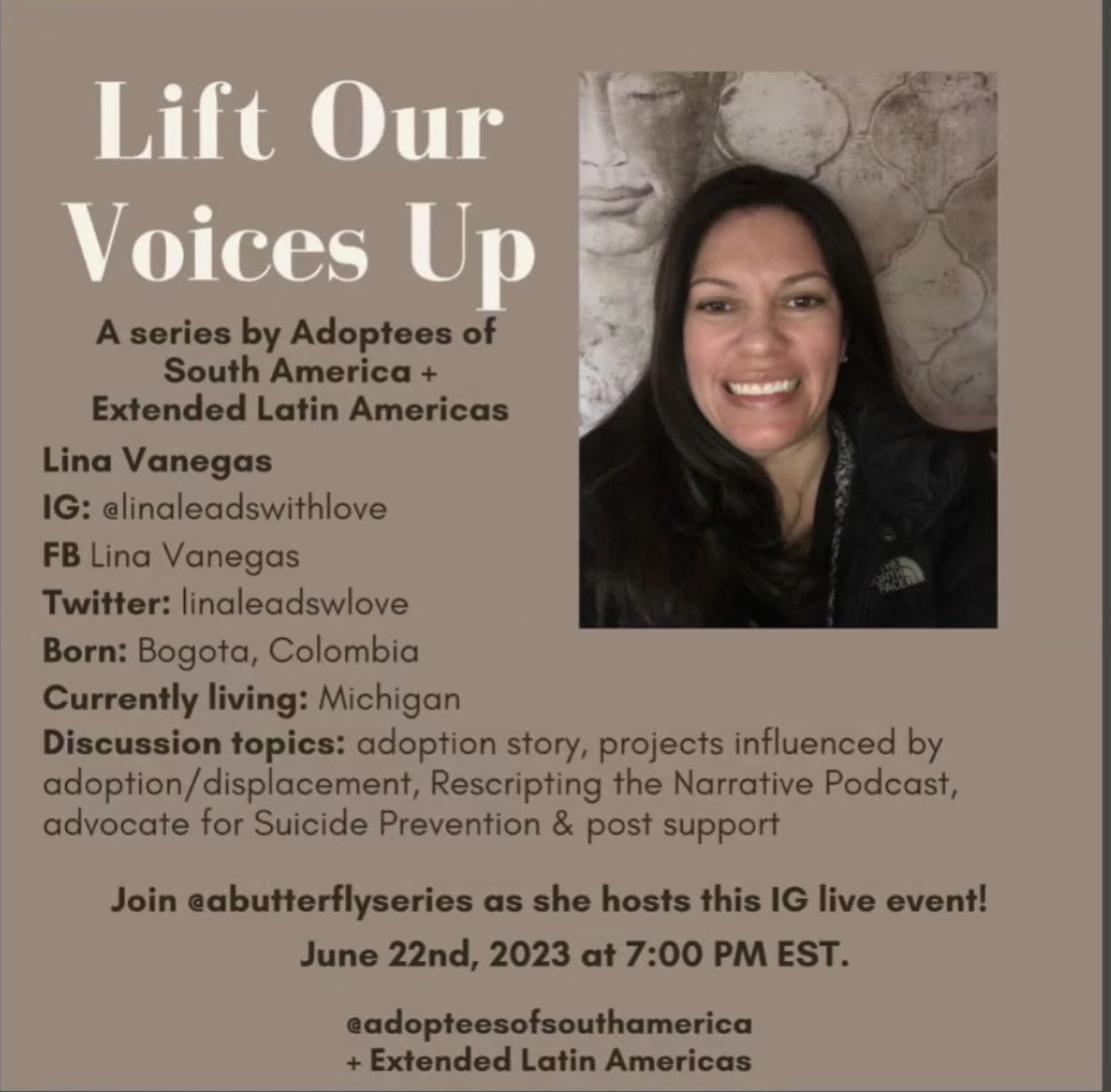 Please join @abutterflyseries and I on Thursday at 7PM EST on Instagram. #adopteetwitter #adopteevoices