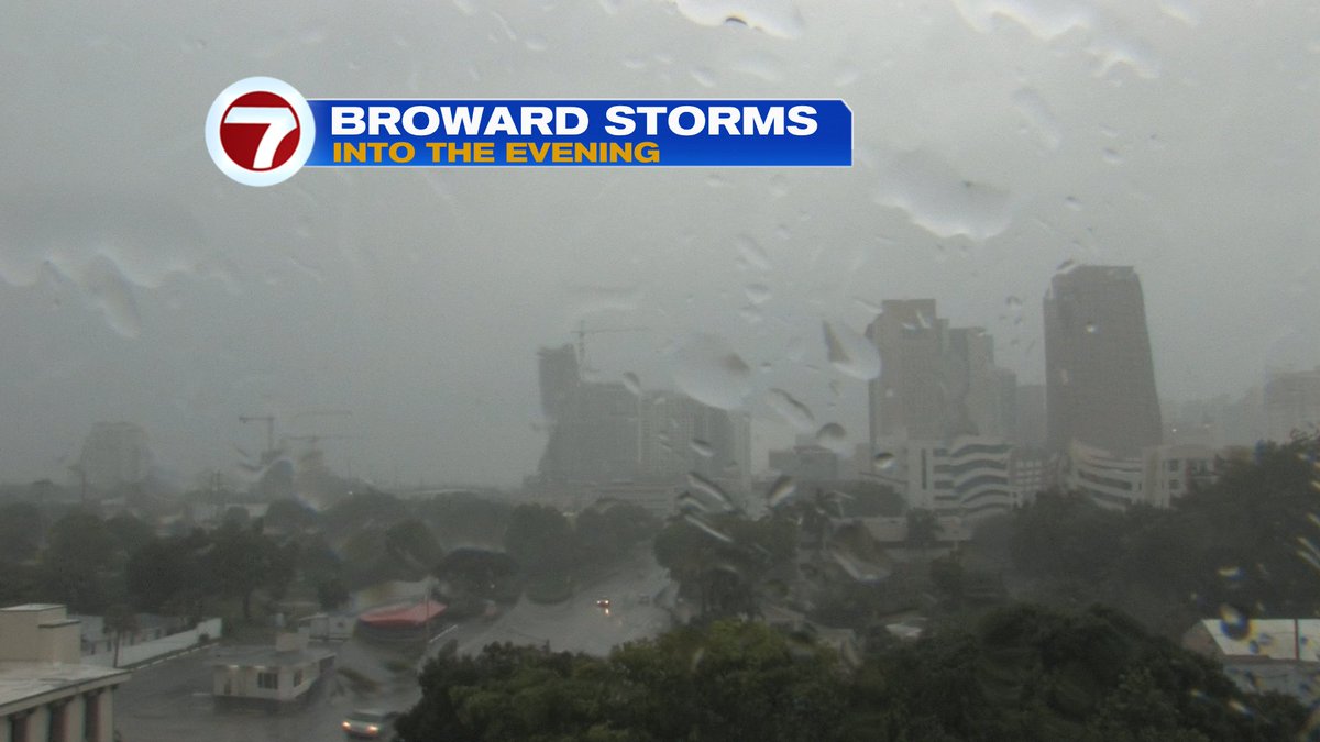 Live Look at downtown Ft. Lauderdale with stormy conditions (6 pm)