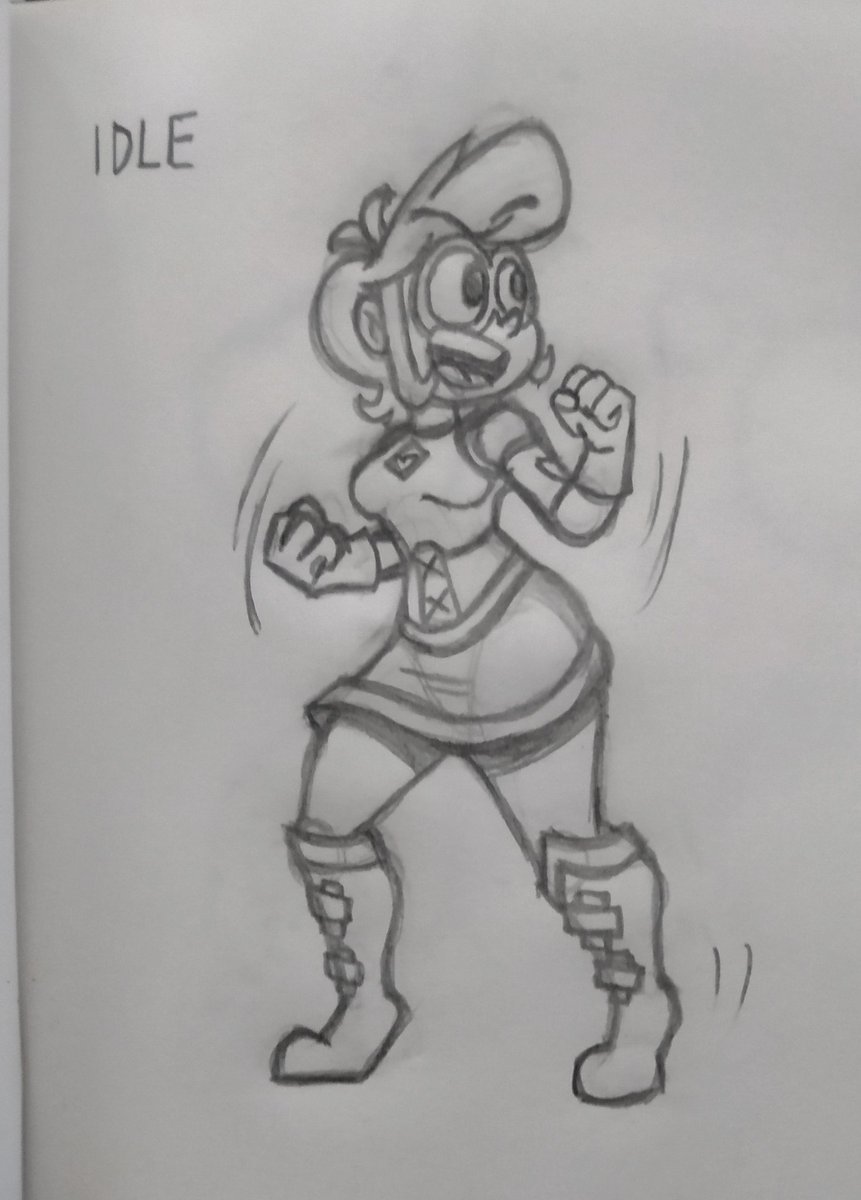 My try at an idle frame. Gotta start somewhere with that fighting game idea, right?

#traditionalart #fightinggame #characterart