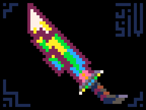 A blade of multicolored light
#LightWeapon @Pixel_Dailies #Pixel_Dailies #PixelArt #PICO8
(1961x Streak!)