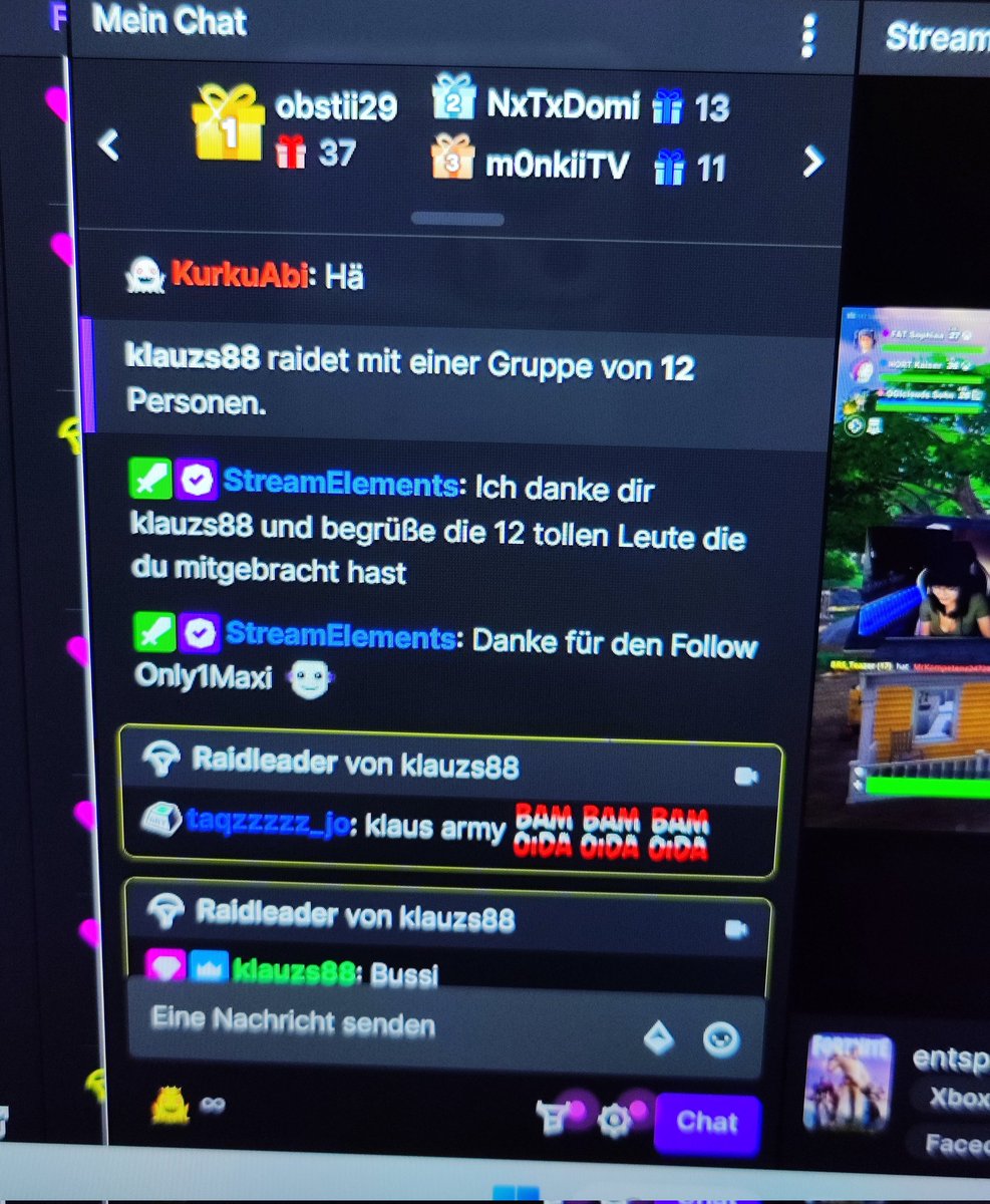 War n nicer Stream &amp; danke für deinen RAID @klauzs88 Bussi 😘