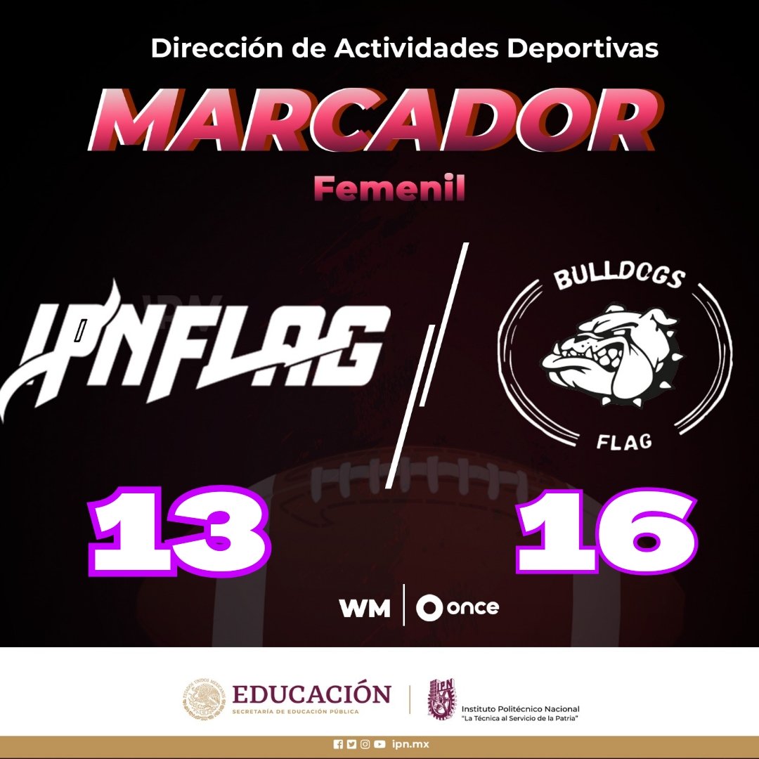 ipndeportes's tweet photo. Marcador final de los juegos interuniversitarios🏈🏈 del equipo femenil de #Tocho #IPN_MX Flag 🆚 #BulldogBENM.
#NadieHaceNadaSolo
#SomosUnEquipo
Galería 👉Facebook @ipndeportes https://t.co/BssEwV0Kh2