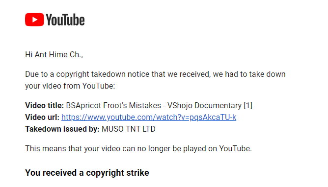 .@TeamYouTube my latest video was falsely copyright strike by MUSO TNT LTD, a company that also falsely copyright strike your other content creators. My documentary video falls under 'fair use' due to it being transformative and all of the information or media shown in the video…